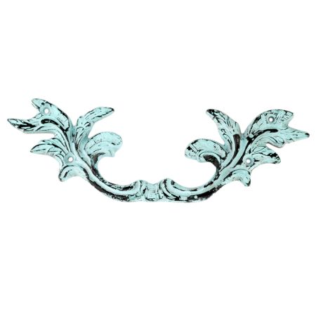 Antique Sea Green Leaf Big Iron Wardrobe Handle